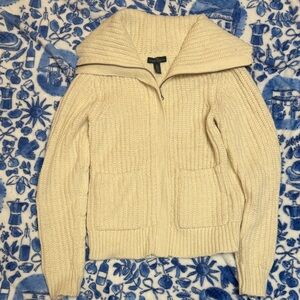 Lauren Ralph Lauren Cream Ribbed Cardigan Sweater